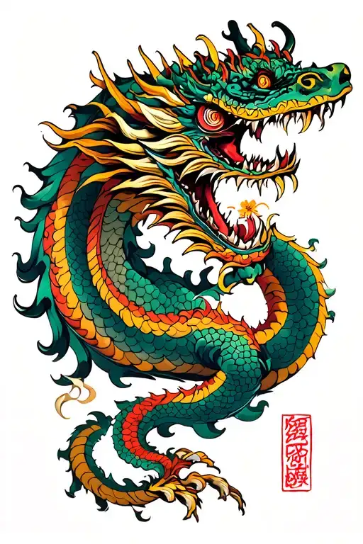 Asian Scary Dragon Emerging