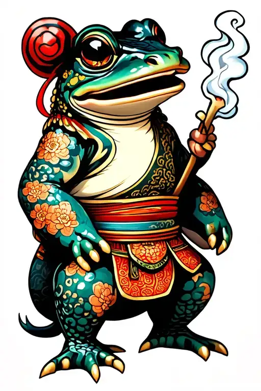 Smoking Samurai Frog Standing