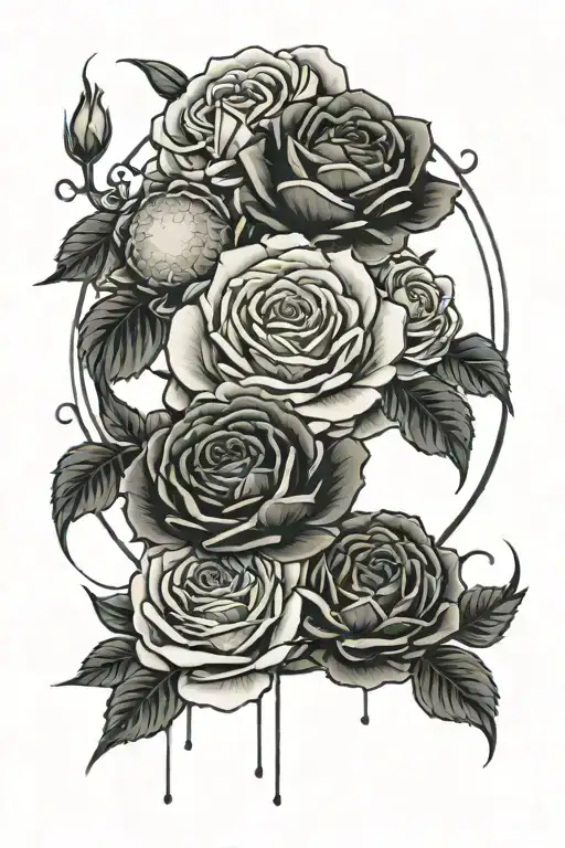 Roses And Moon Phases