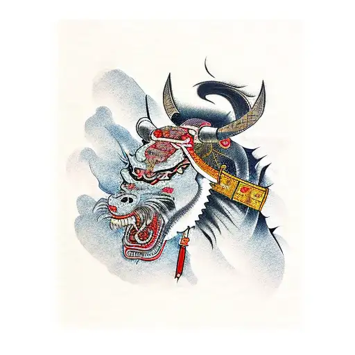 Samurai With Skyes Around