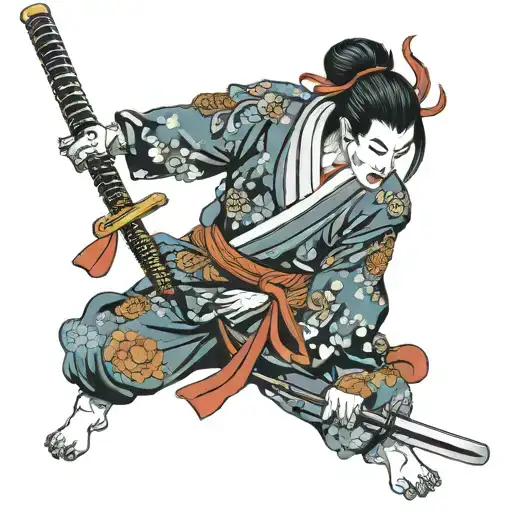 Samurai Geisha Holding A Katana