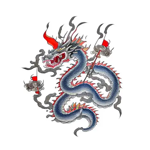 Smoke Dragon And Samurai