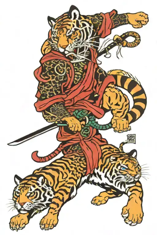 Samurai And Tiger Head