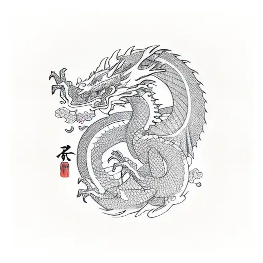 Dragon With Sakura Trees