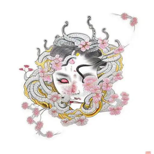 Cherry Blossoms With Medusa