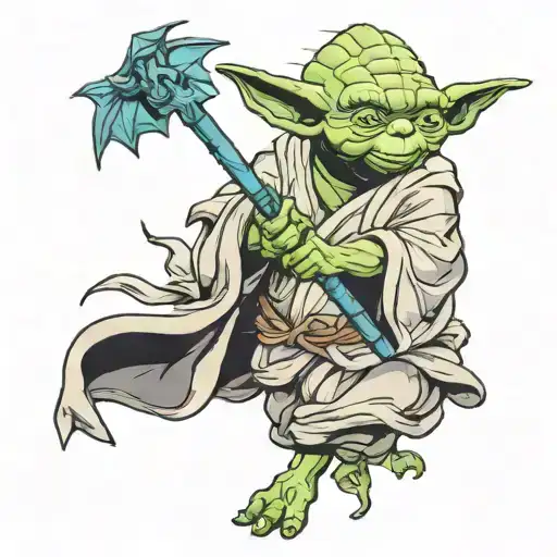 Create Character Mashup Of Yoda From Star Wars And Totodile From Pokemon
