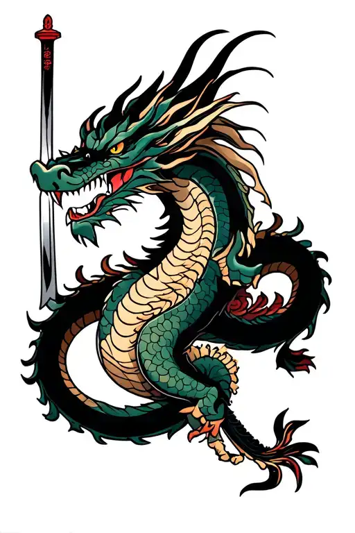 Dragon With Sai Swords