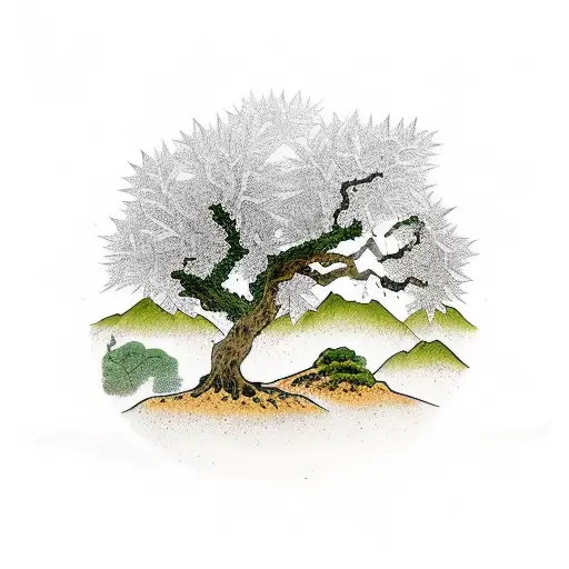 Olive Tree In A Valley With A Star