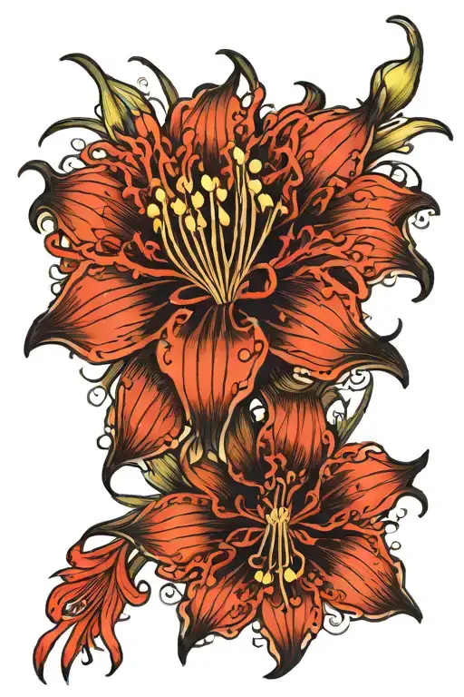 Japanese Detailed Red Spider Lily