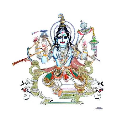 Hindu God Krishna And Arjuna On A Chariot