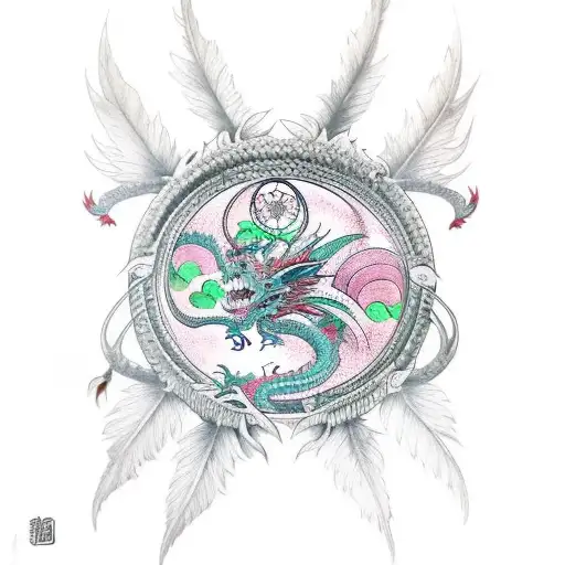 Dragon With Dream Catcher Of The World