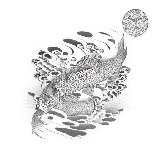 Koi Fish With Japanese Design