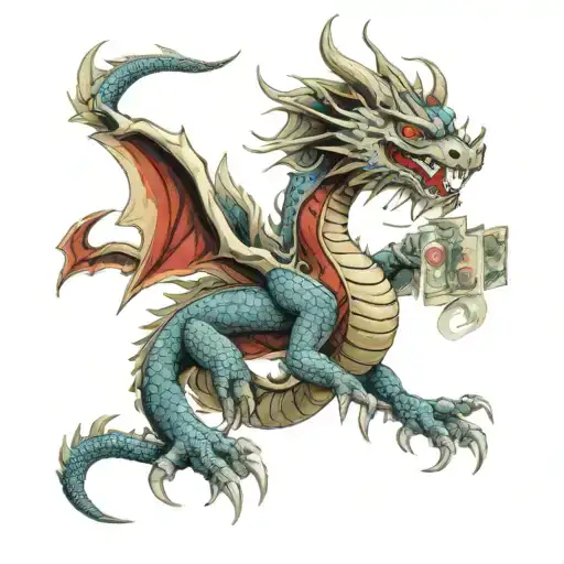 A Dragon With 100 Dollar Bills