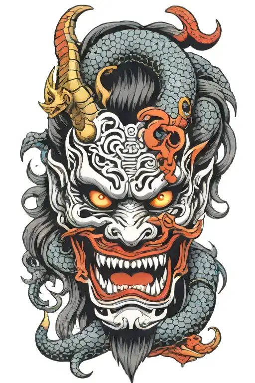 Oni Mask With Dragon Wrapped