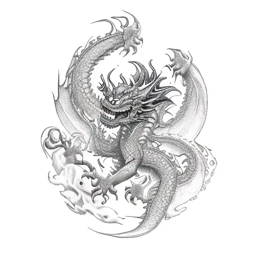 Dragon In Full Growth On The Legs