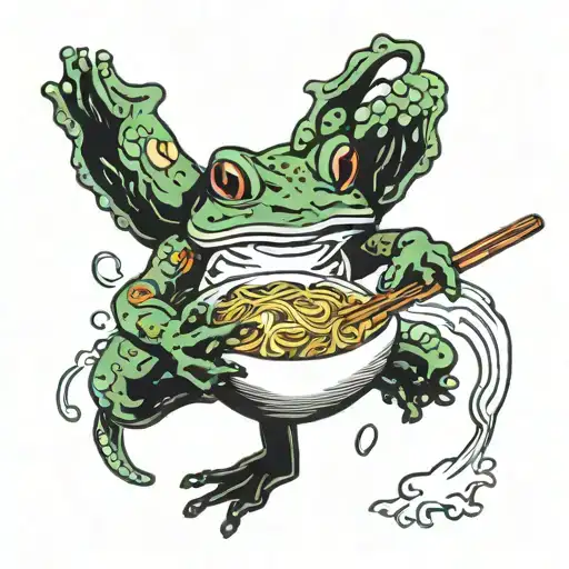 Frog Eating Ramen Noodles