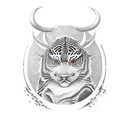 Yakuza With Bull And Tigre