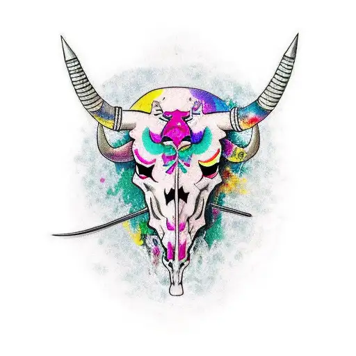 Colorful Bull Skull