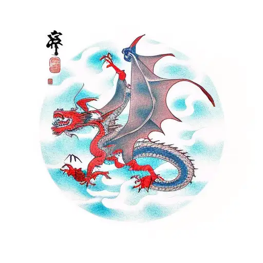 Dragon Flying Over Sakura