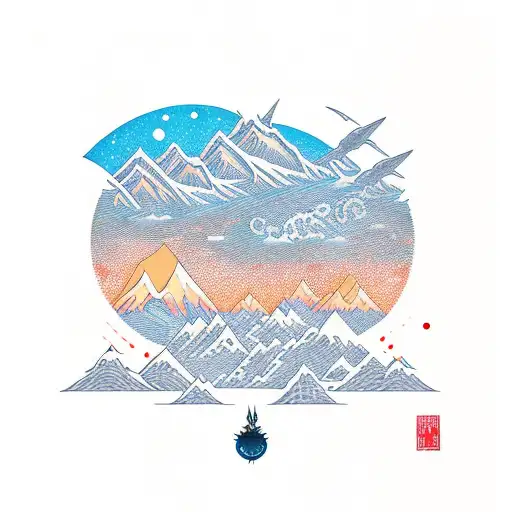 Mountain Like The Patagonia Brand Logo With A Boreal Aurora And Stars