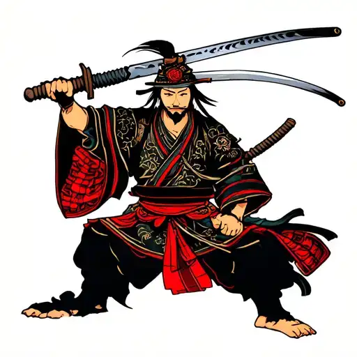 Samurai Warrior Wielding A Sword