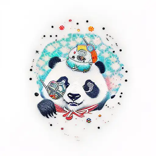 A Panda Surrounded By Stars
