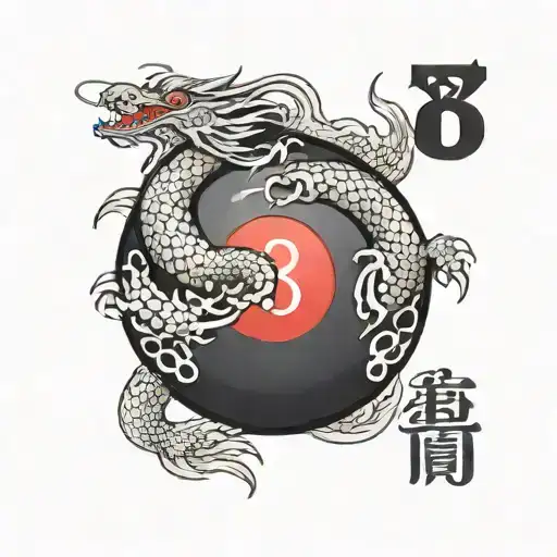 The Number 8 Ball From The Eight Ball Pool Game With Dragon Style In A Ball