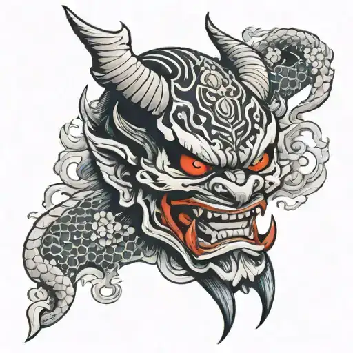 Oni Mask With A Dragon