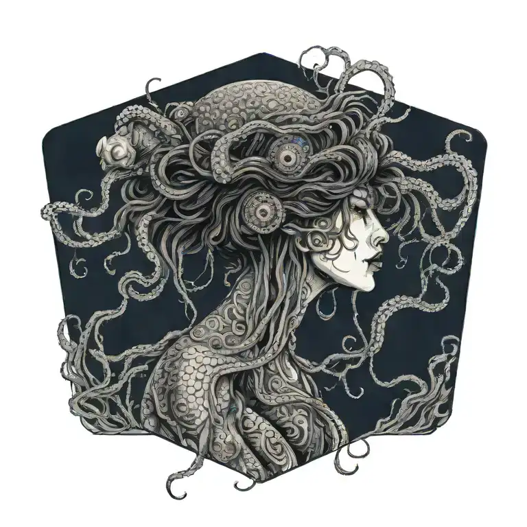 Blind Gargon Jellyfish With Many Eyes In Her Hair Portrait Evil