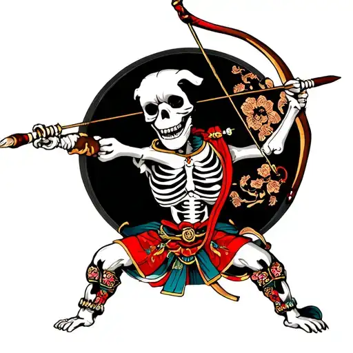 Shi Tzu Skeleton Shooting A Bow And Arrow