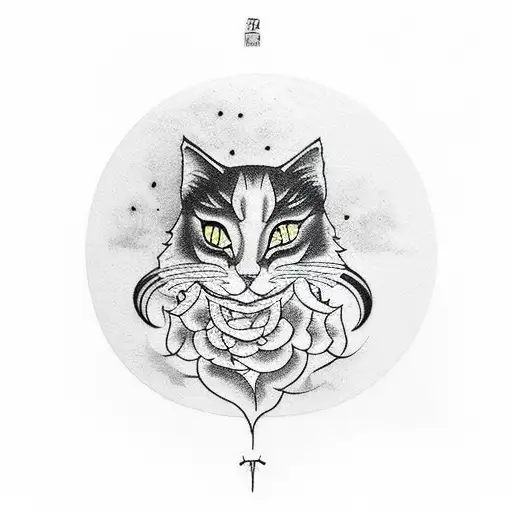 Black Cat And Full Moon Rising