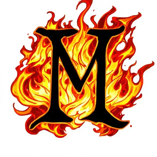 Letter M On Fire Surrounded