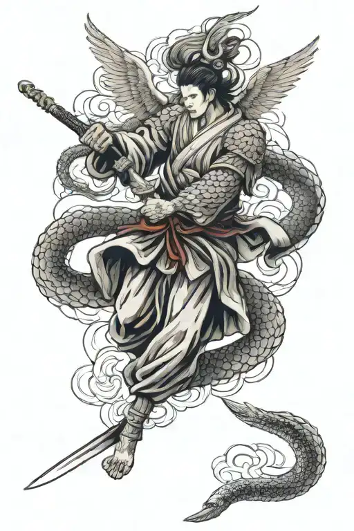 Archangel Kills The Serpent With A Sword