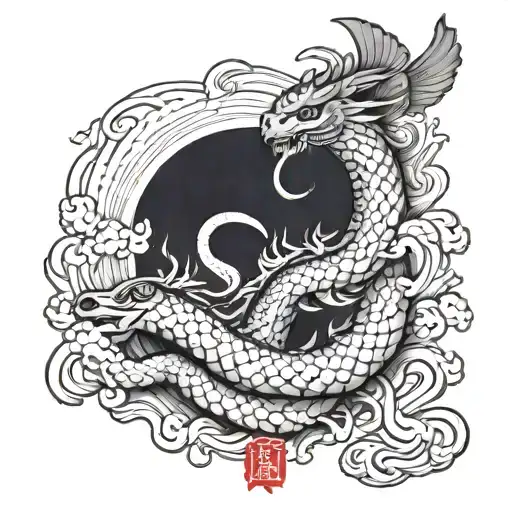 Serpent Being Stabbed By Baby Angels Flying