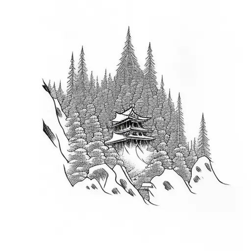 I Want A Forest With Cliff The On The Top There Are Japenice House