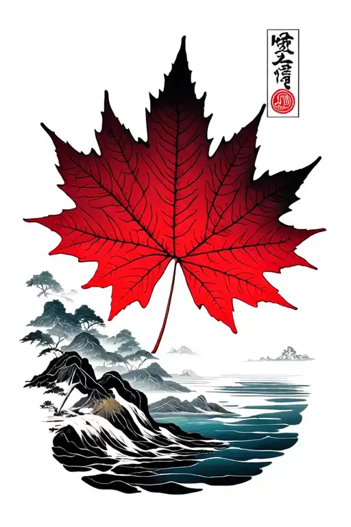 Red Maple Leaf With Gradient