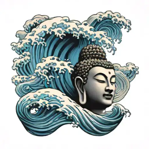 Ocean Wave With Buddha Head