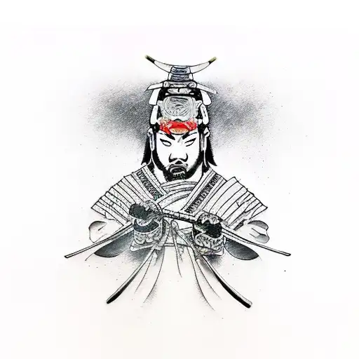 Samurai On Fire With A Katana
