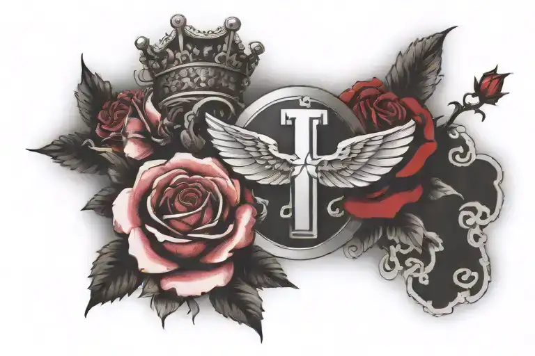 Red Cross Crown Of Thrones And Roses And Shaded Cloud