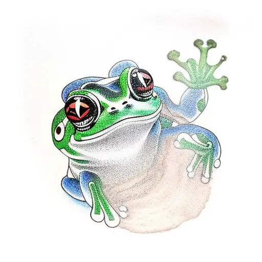 Japanese Frog Leaning Up Against A Well