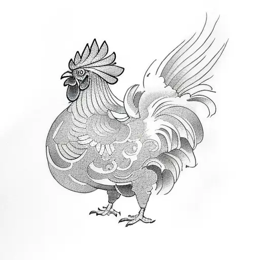 Rooster With Spread Wings