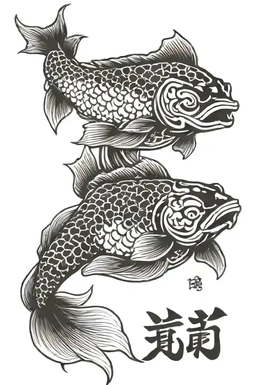 Koi Fish And Samurai Mask