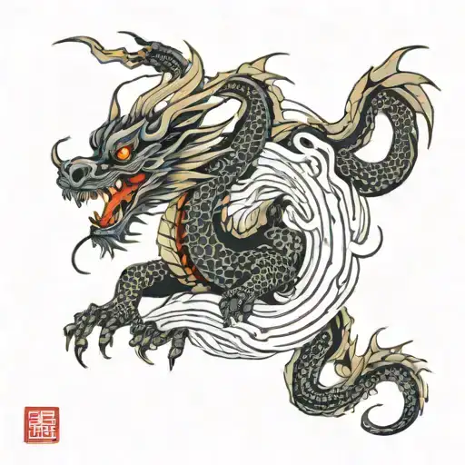 Dragon Breathing Fire Around Arm Into Chest