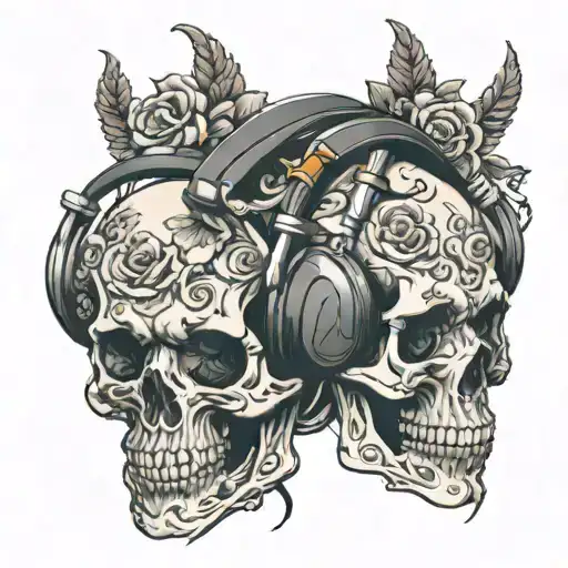 Skull Wearing Headphones