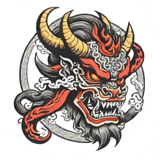 Oni Mask Moon Surrounded