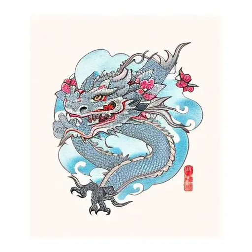 Dragon With Cherry Blossoms