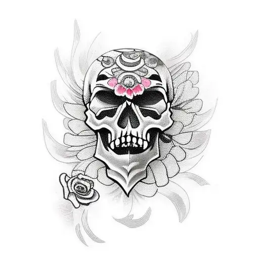 Skull Knife With Flower