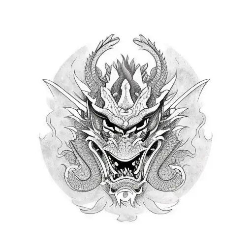 Dragon With Samurai Mask