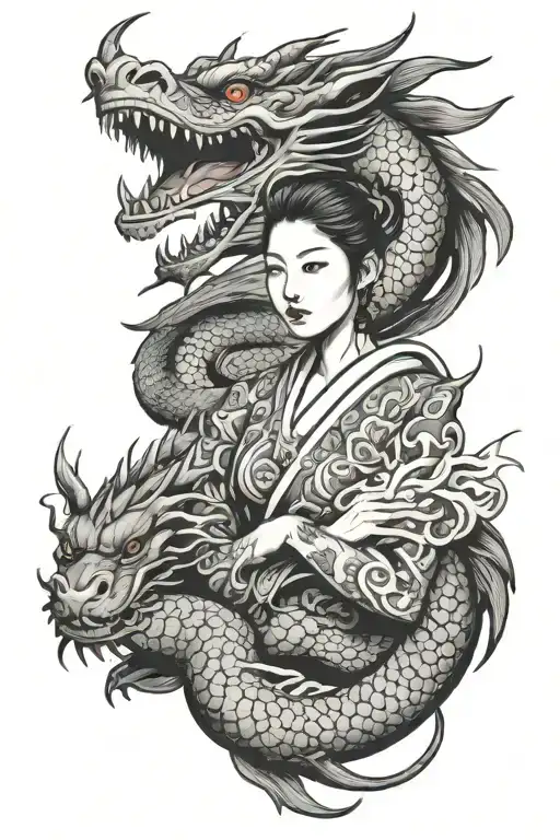 Woman And Dragon