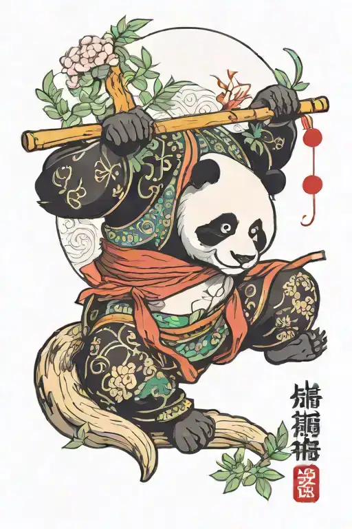 Panda As An Earth Bender Performing Pole